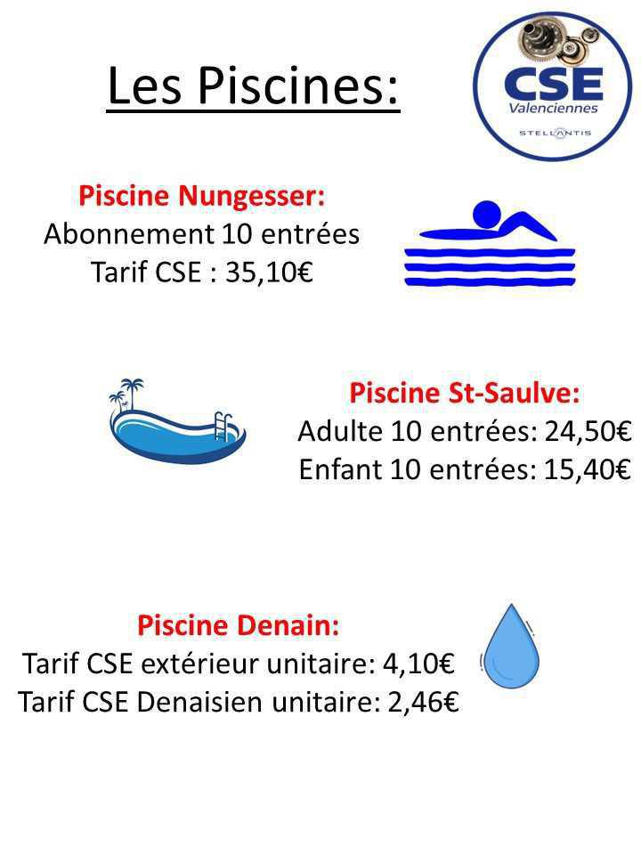 TARIFS PISCINES
