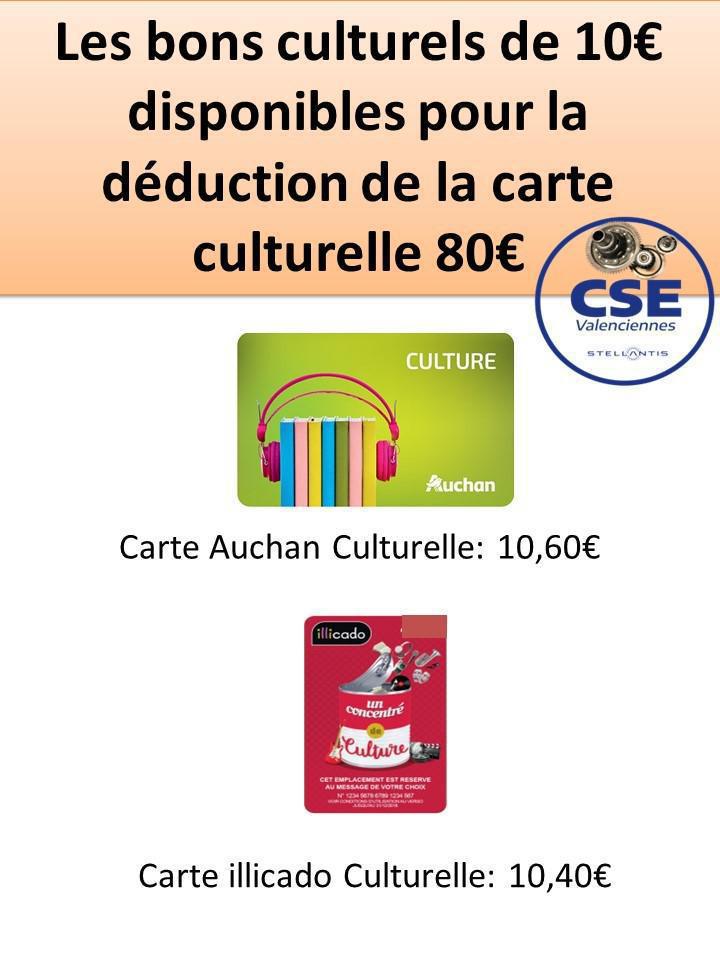 TARIFS : BONS CULTURELLES DE 10€