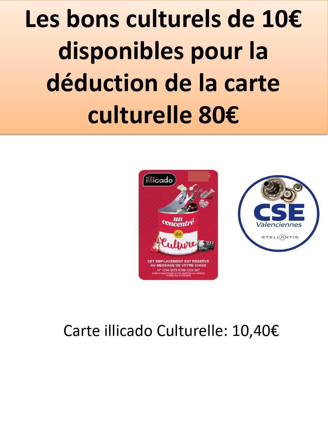 TARIFS 2026 : BONS CULTURELLES DE 10€