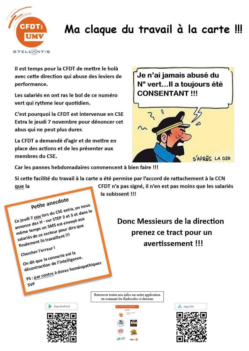 Tract "Ma claque du travail à la carte !!!"
