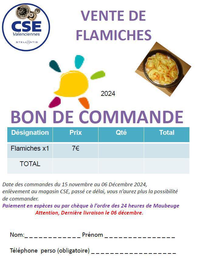 Flamiches et produits frais du téléthon 2024