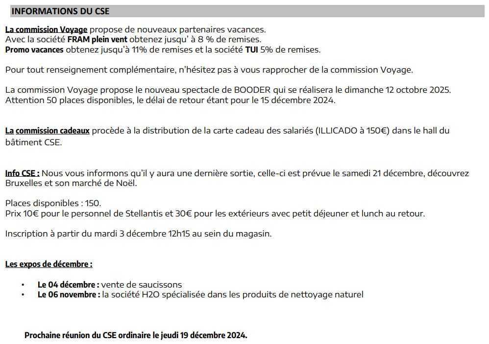 CSE ORDINAIRE du 28/11/24