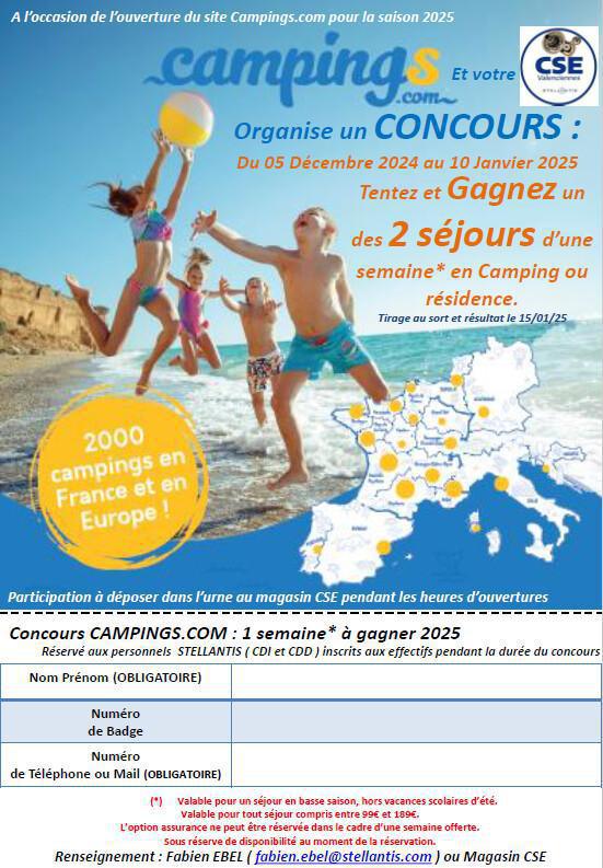 Commission Voyages et Loisirs : Camping-Concours Commission Voyages et Loisirs : Camping-Concours