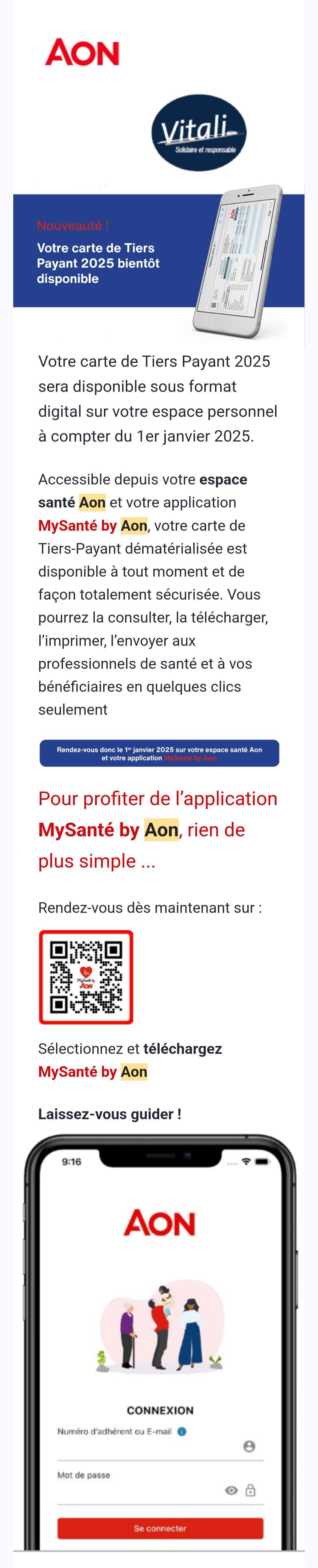 Informations carte dématérialisé Mutuelle AON