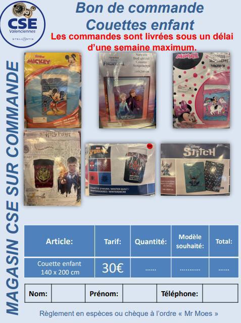 Commande Couettes enfants