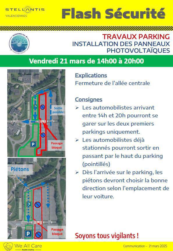 INFO SECURITE : Travaux parking ce vendredi 21 mars 2025