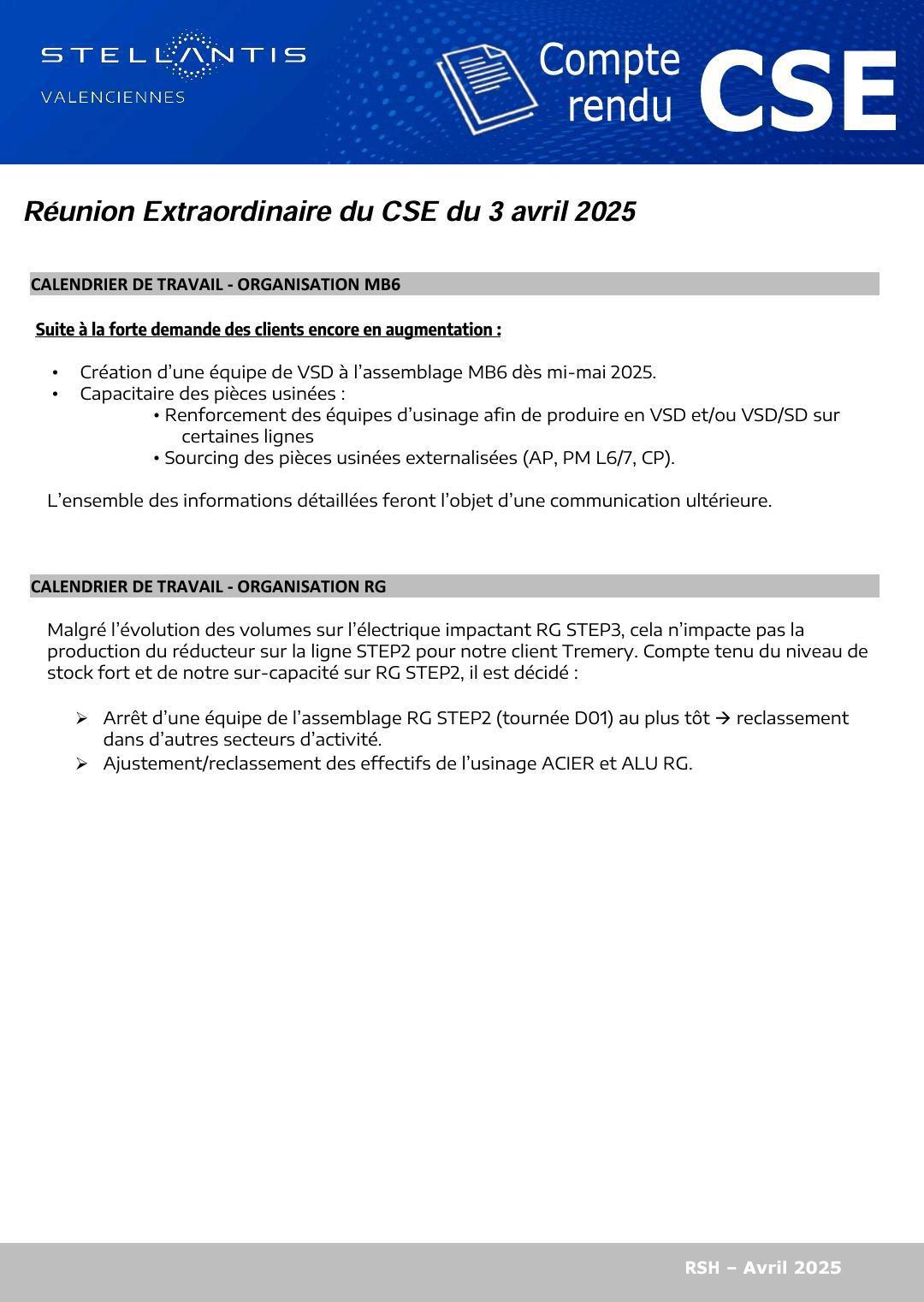CSE extra du 3 avril 2025 à 9h15