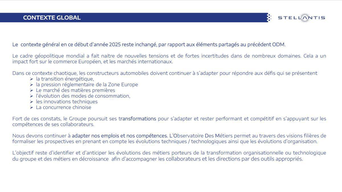 Observatoire des métiers AVRIL 2025 Groupe Stellantis Observatoire des métiers AVRIL 2025 Groupe Stellantis