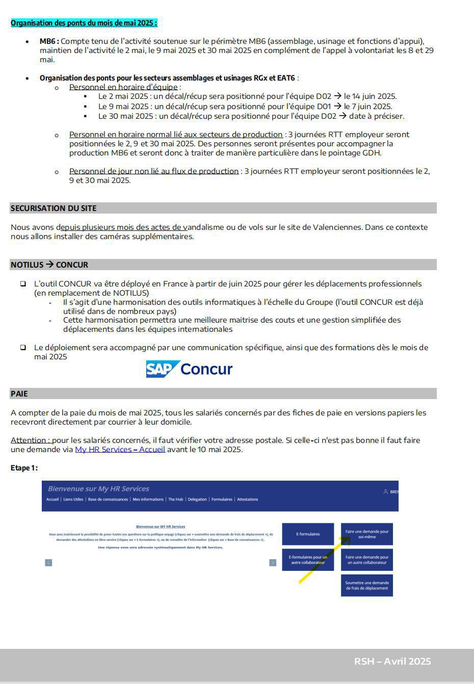 Compte rendu CSE Ordinaire du 29 AVRIL 2025