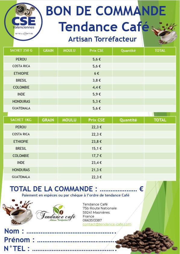 Commande CAFE "tendance Café artisan torréfacteur"
