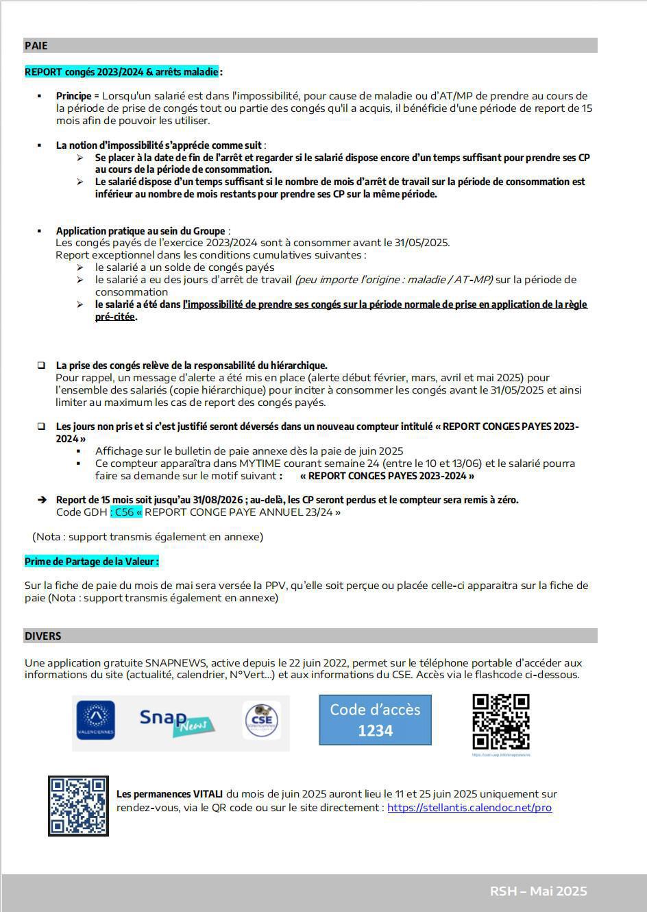 CSE Ordinaire Mai 2025