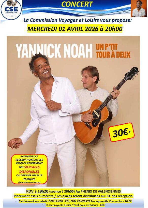 Concert Yannick Noah Le 01 avril 2026 