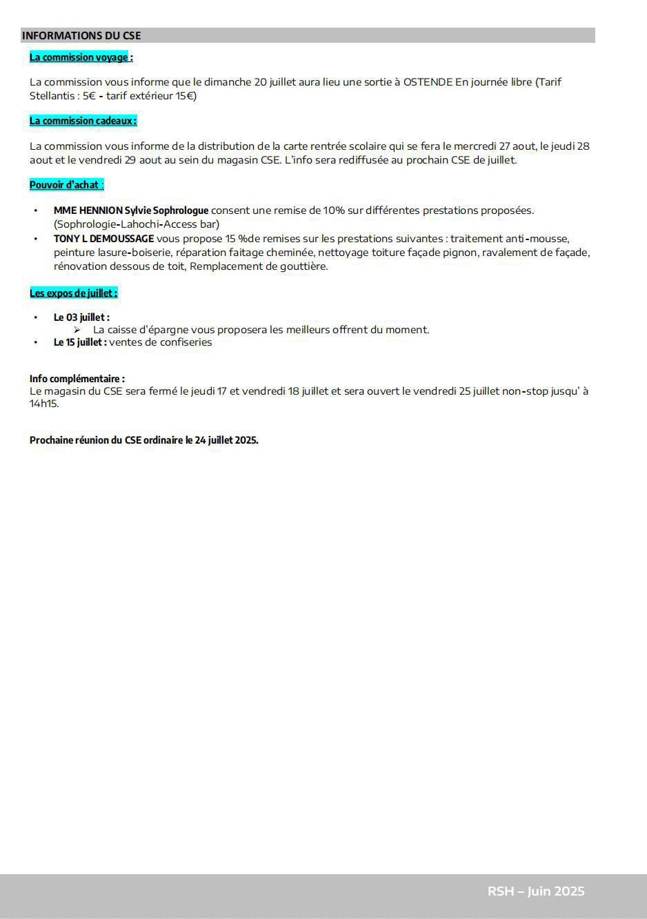 CSE Ordinaire Juin 2025