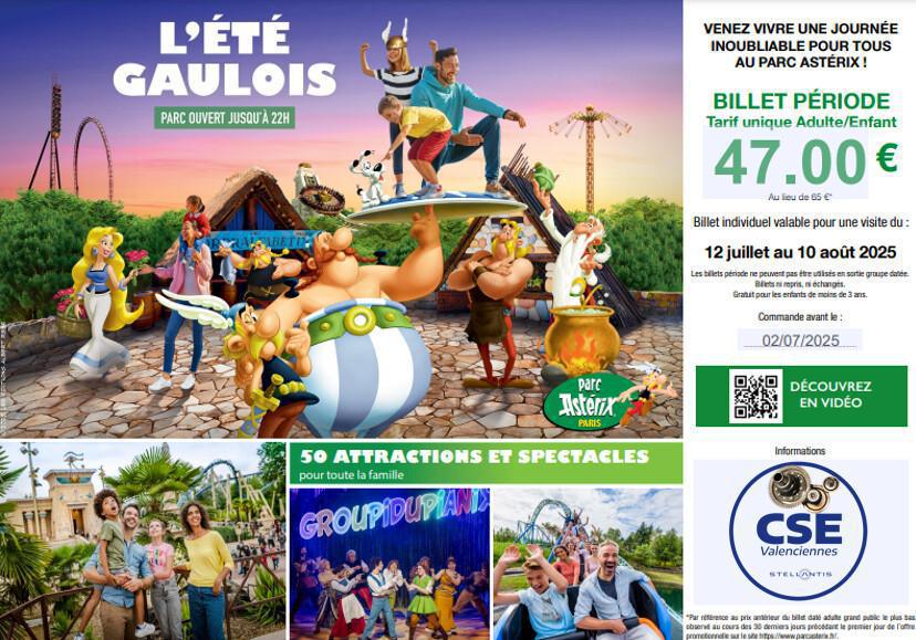 Billet Parc Astérix du 12 juillet au 10 aout 2025