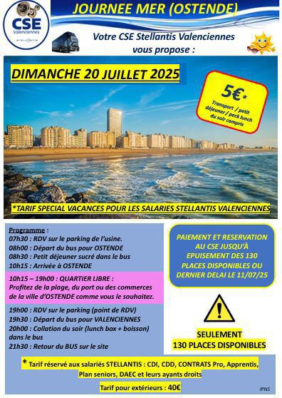 Sortie Ostende le 20 Juillet 2025