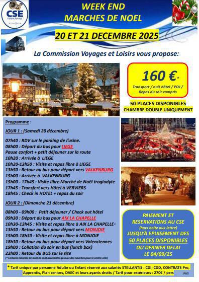 Week-end marché de Noel en décembre 2025