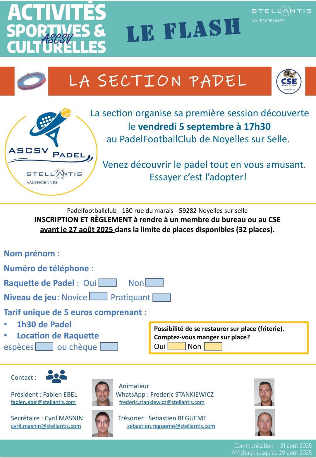 Section padel session découverte 