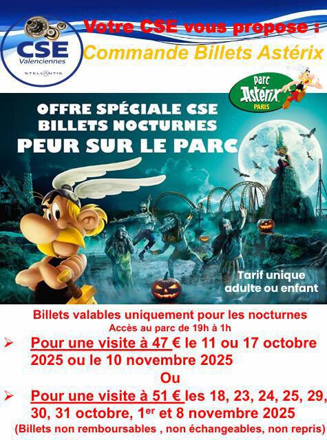 Billetterie Astérix période Halloween 2025