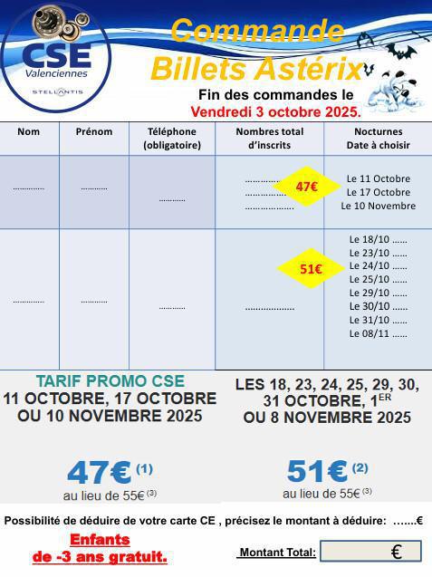 Billetterie Astérix période Halloween 2025
