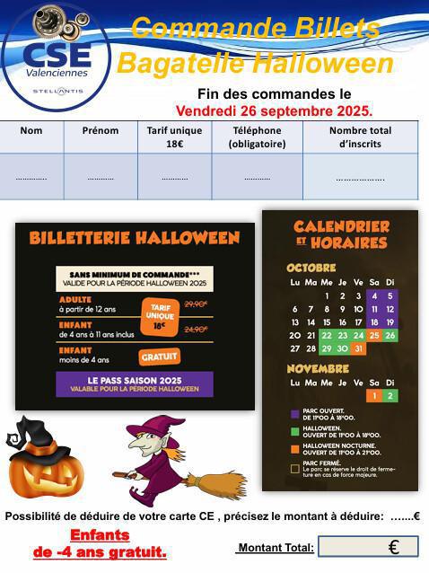 Billetterie Bagatelle période Halloween 2025