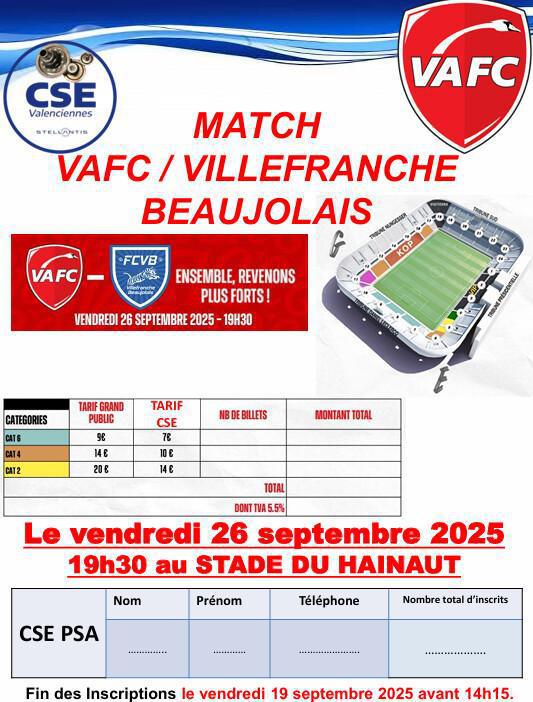Match VAFC Villefranche Beaujolais le 26 septembre 2025