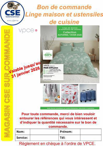 Nouveau catalogue VPCE linge de maison et ustensiles de cuisine