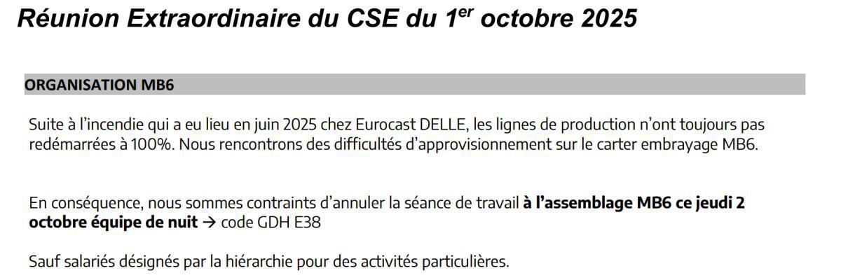 Compte Rendu CSE Extraordinaire du 01er octobre 2025 à 17H30