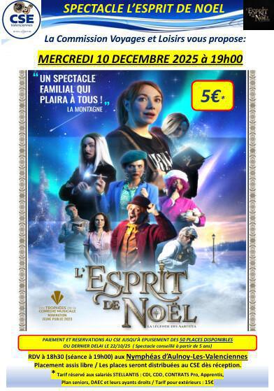 Spectacle L'esprit de Noël le 10/12/2025