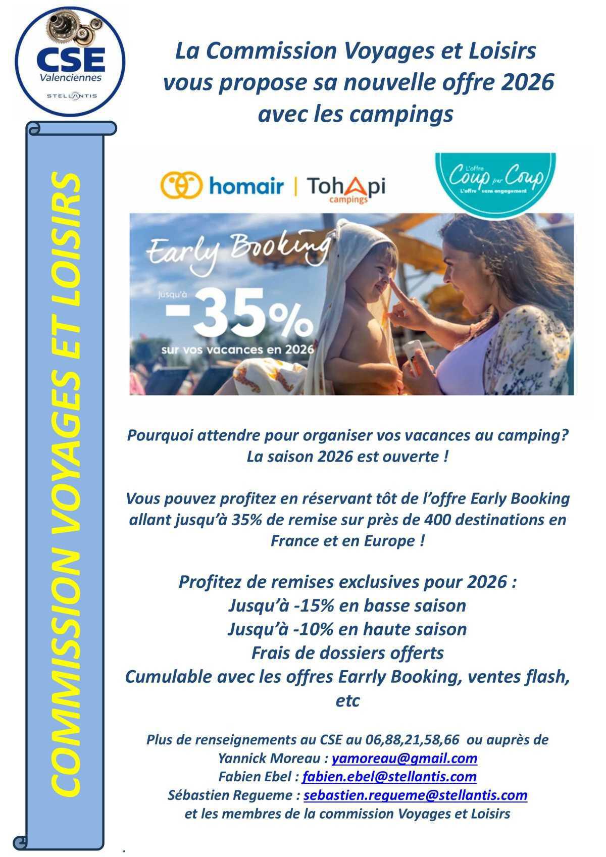 Offres campings Homair/Tohapi 2026