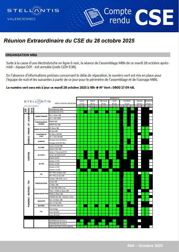 Compte rendu CSE extra du 28 octobre 2025 à 9h15