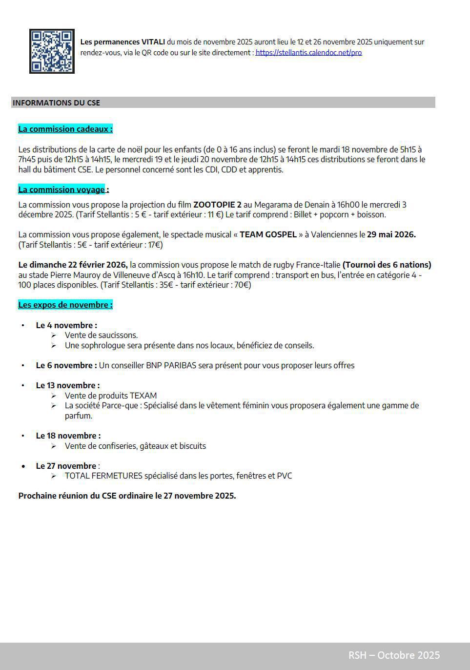 CSE Ordinaire octobre 2025