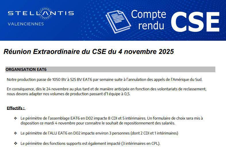Compte rendu CSE extra du 4 novembre 2025 à 8h45