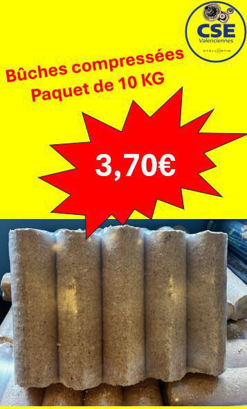 Vente de sac de pellet, bûches compressées et allume feu au magasin CSE