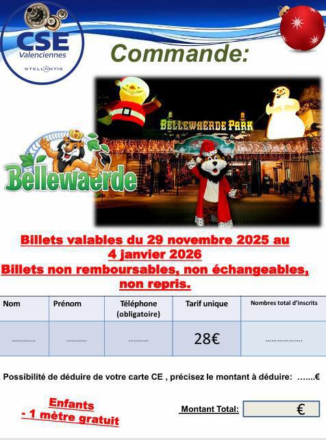 Billetterie Bellewaerde période Noel 2025