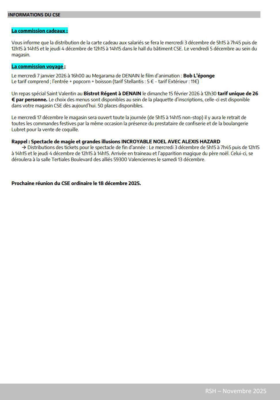 CSE Ordinaire novembre 2025