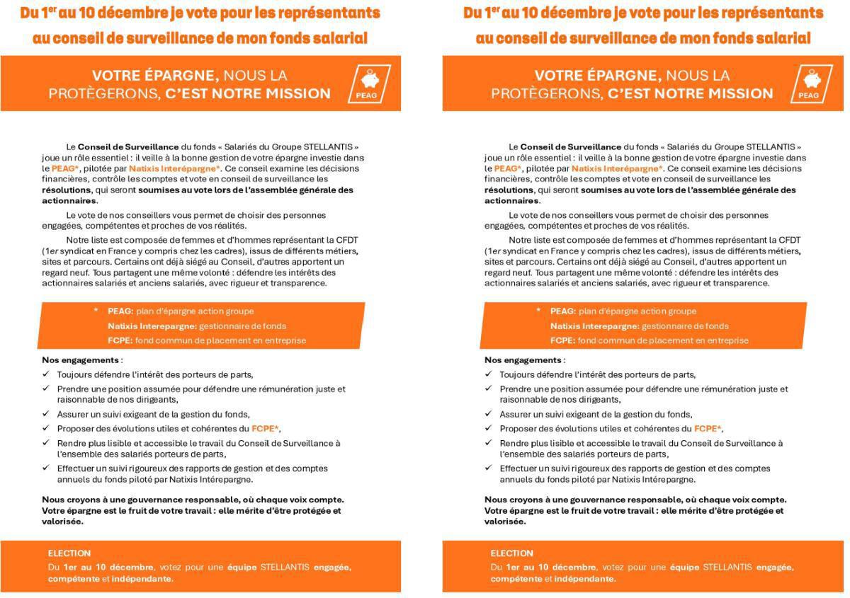 Conseil de surveillance du PEAG Stellantis => nous avons besoin de VOUS