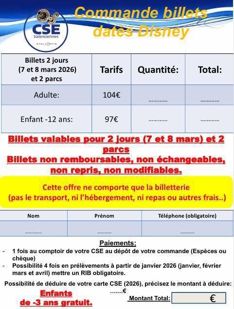 Billet Disneyland Paris Mars 2026 Billet Disneyland Paris Mars 2026