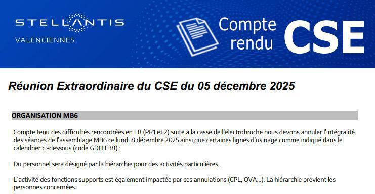 Compte rendu CSE extra du 05 décembre 2025 à 12h45
