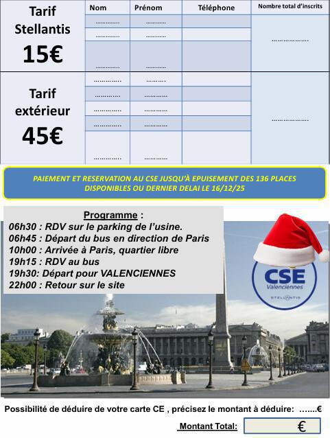 Journée libre à PARIS, le 20 décembre 2025