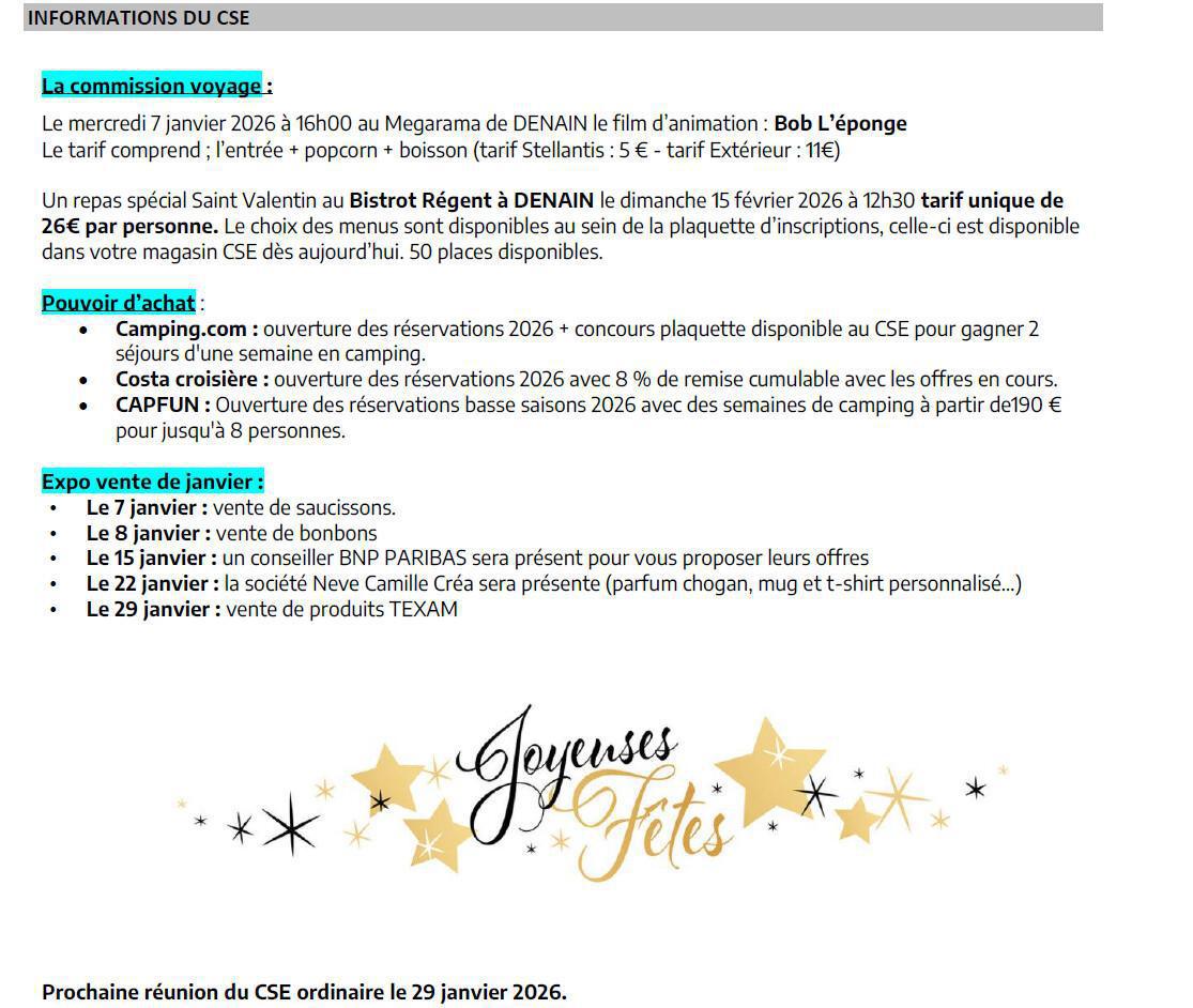 CSE Ordinaire décembre 2025