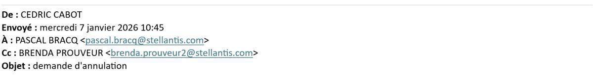 Courrier CFDT : Demande d’annulation de la séance en raison des intempéries 