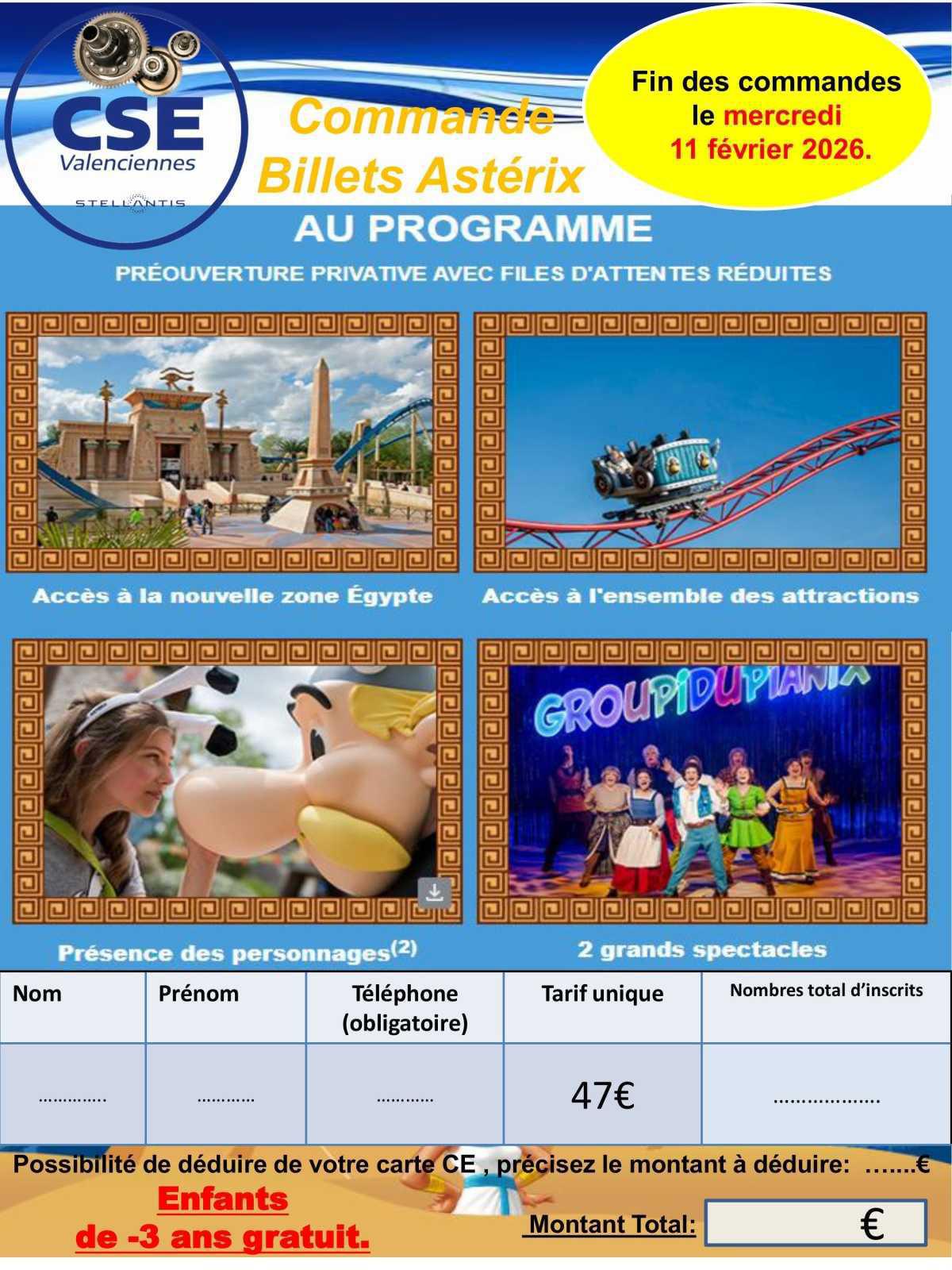 Parc Astérix journée préouverture 2026 billets sur commande