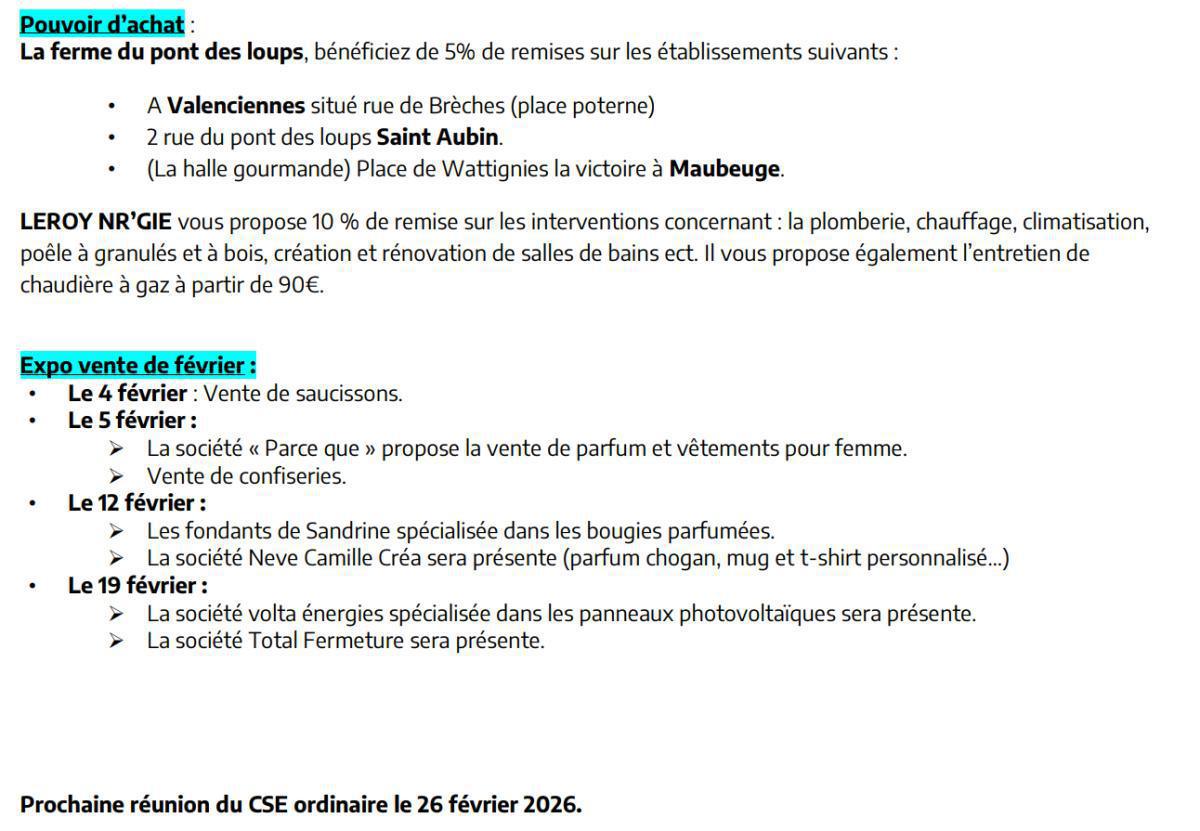 CSE Ordinaire janvier 2026