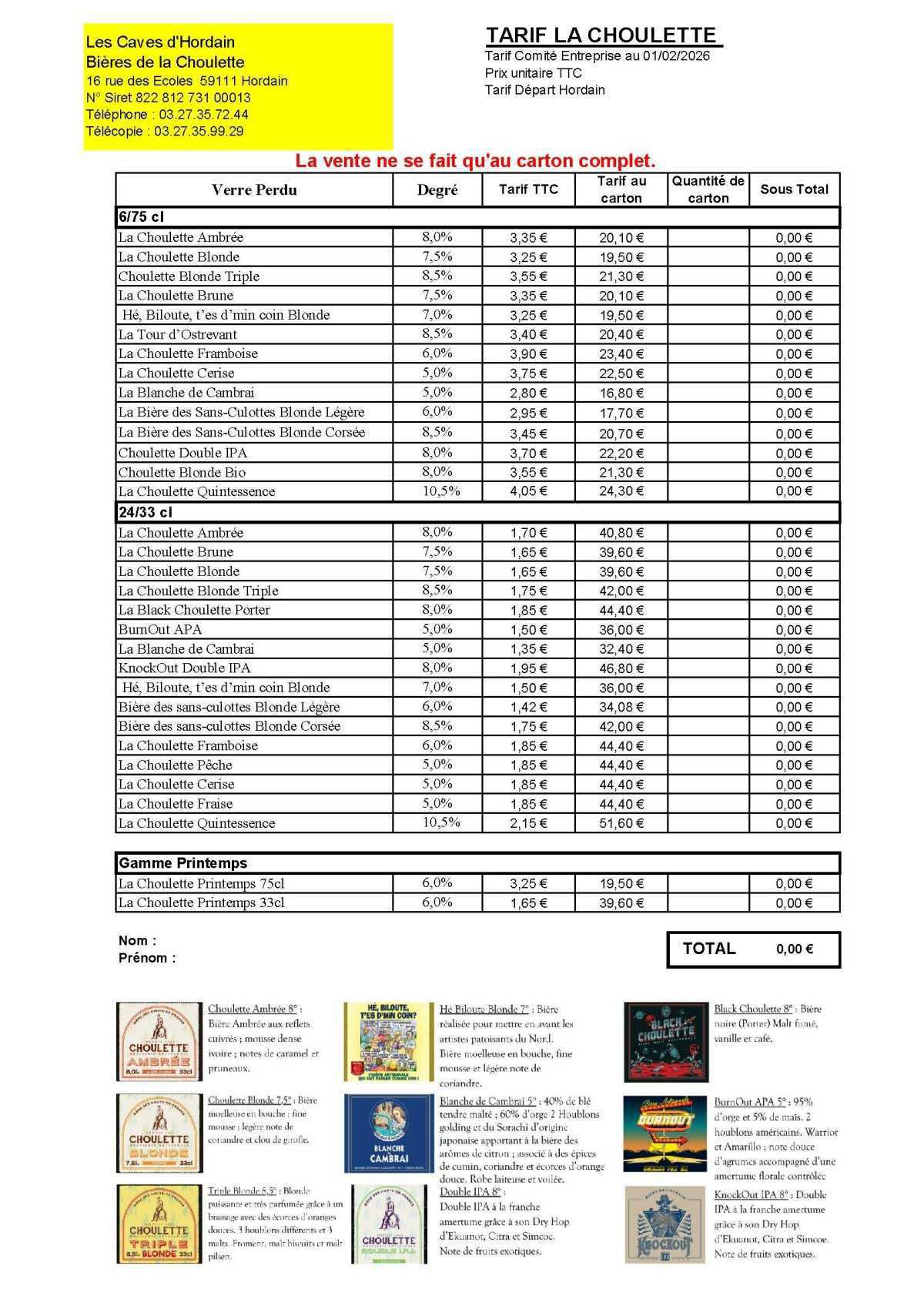 Bière de la Choulette Février 2026