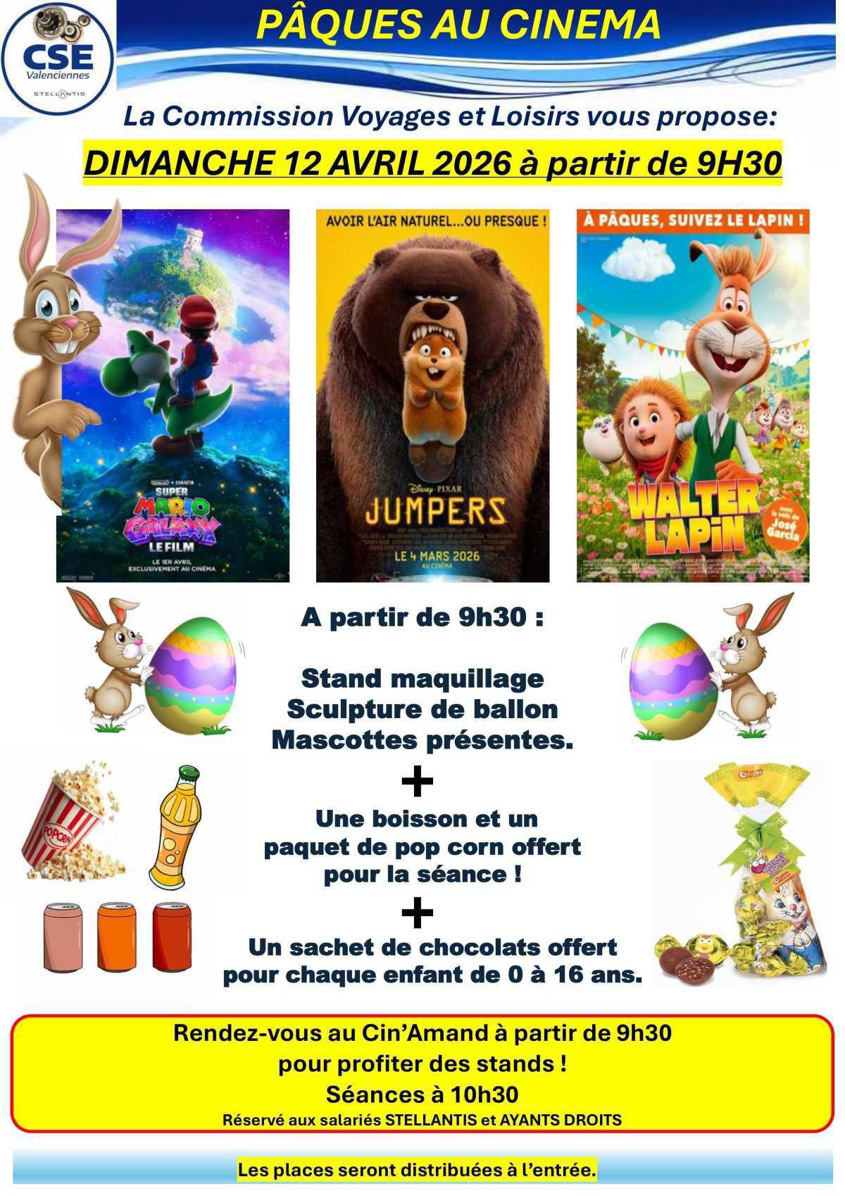 Paques au cinéma le dimanche 12 avril 2026 à 9h30
