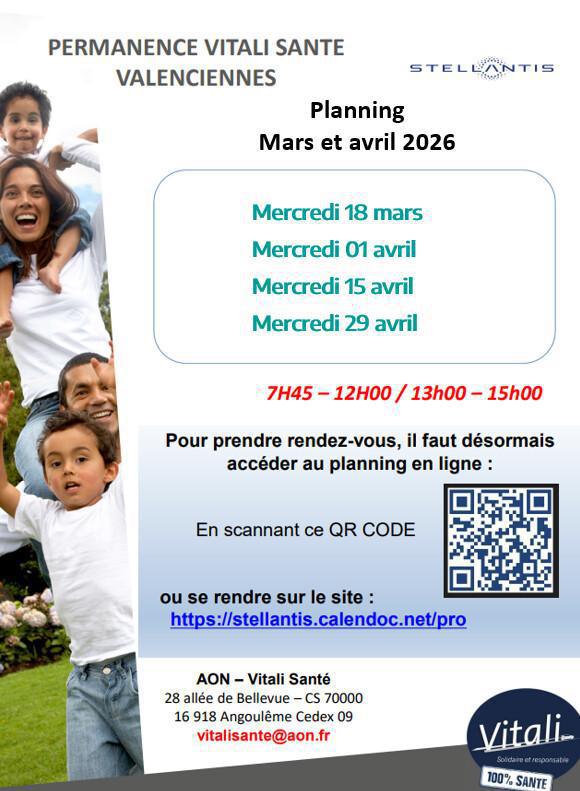Permanence VITALI SANTE Valenciennes MARS ET AVRIL 2026