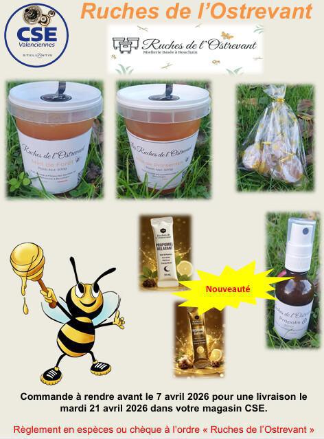 Commande miel des Ruches de l'Ostrevant (à rendre avant le 7 avril 2026)