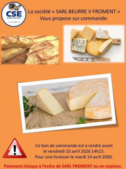 Commande Fromage (à rendre avant le 10 avril 2026)