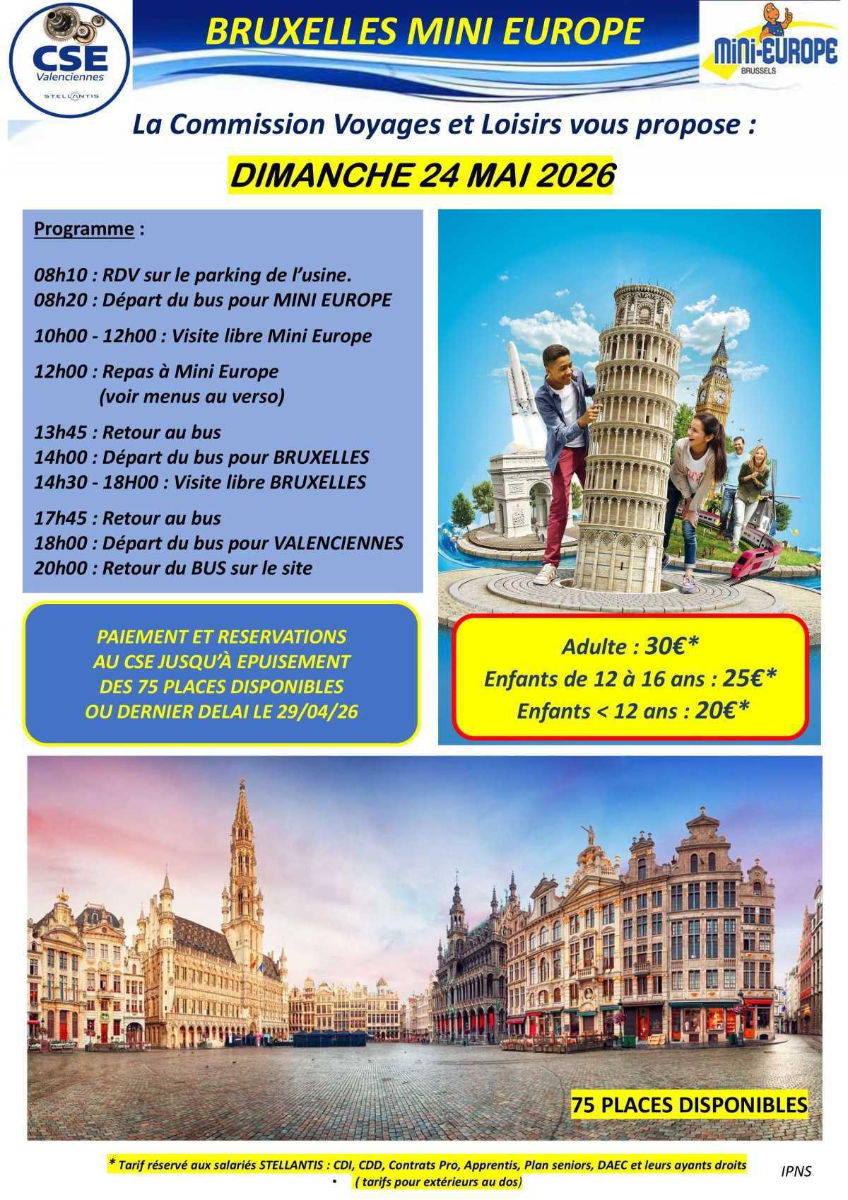 Bruxelles et Mini Europe le Dimanche 24 mai 2026