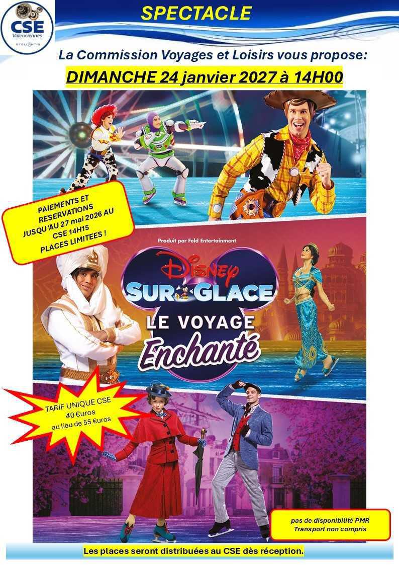 Disney sur glace le dimanche 24 janvier 2027